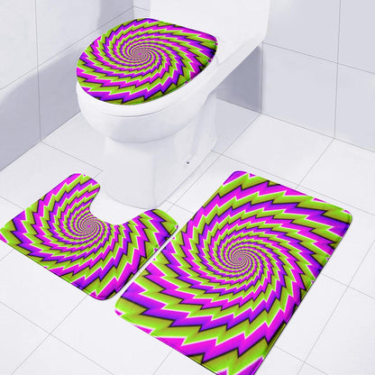 Green Twisted Moving Optical Illusion 3 Piece Bath Mat Set