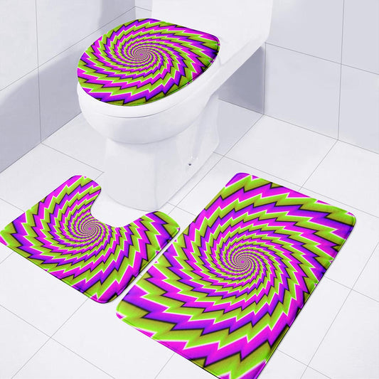 Green Twisted Moving Optical Illusion 3 Piece Bath Mat Set