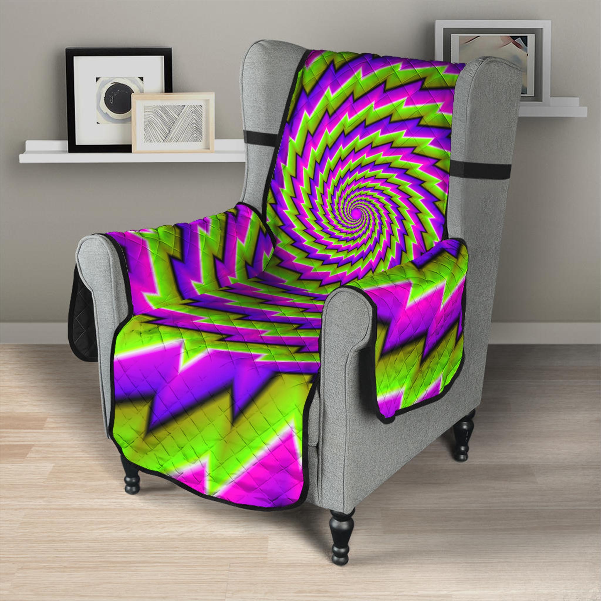 Green Twisted Moving Optical Illusion Armchair Protector