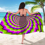 Green Twisted Moving Optical Illusion Beach Sarong Wrap
