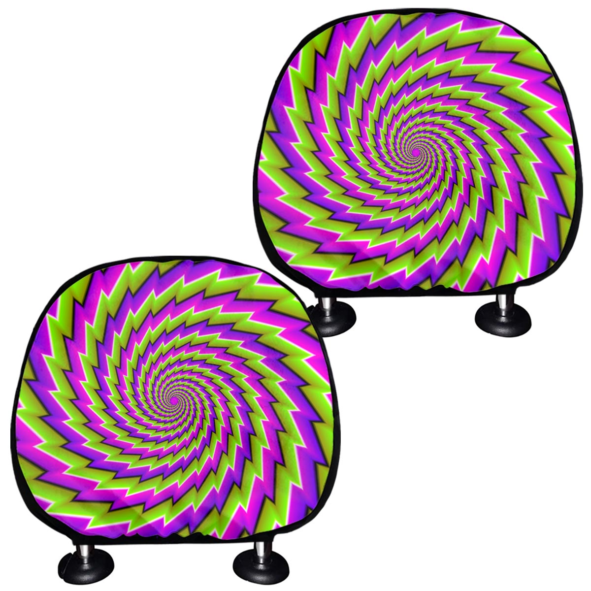 Green Twisted Moving Optical Illusion Car Headrest Covers