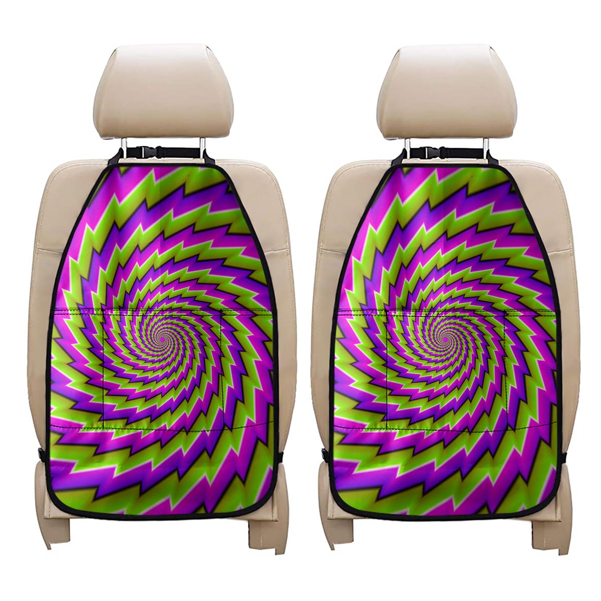 Green Twisted Moving Optical Illusion Car Seat Organizers