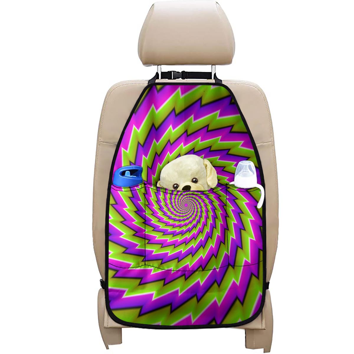 Green Twisted Moving Optical Illusion Car Seat Organizers