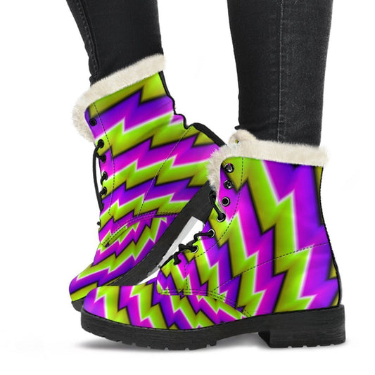 Green Twisted Moving Optical Illusion Comfy Boots GearFrost