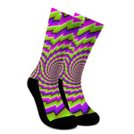 Green Twisted Moving Optical Illusion Crew Socks