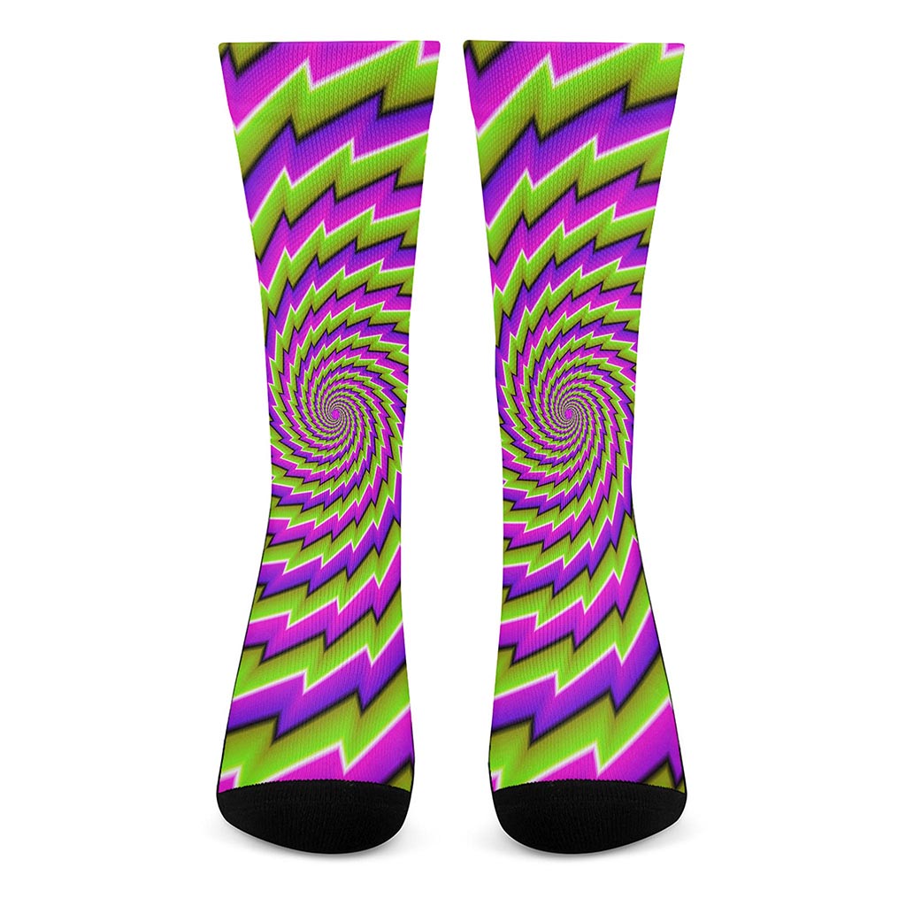 Green Twisted Moving Optical Illusion Crew Socks