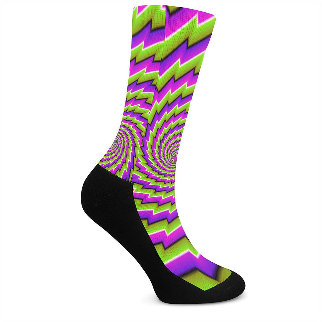 Green Twisted Moving Optical Illusion Crew Socks