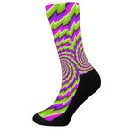 Green Twisted Moving Optical Illusion Crew Socks