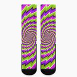 Green Twisted Moving Optical Illusion Crew Socks