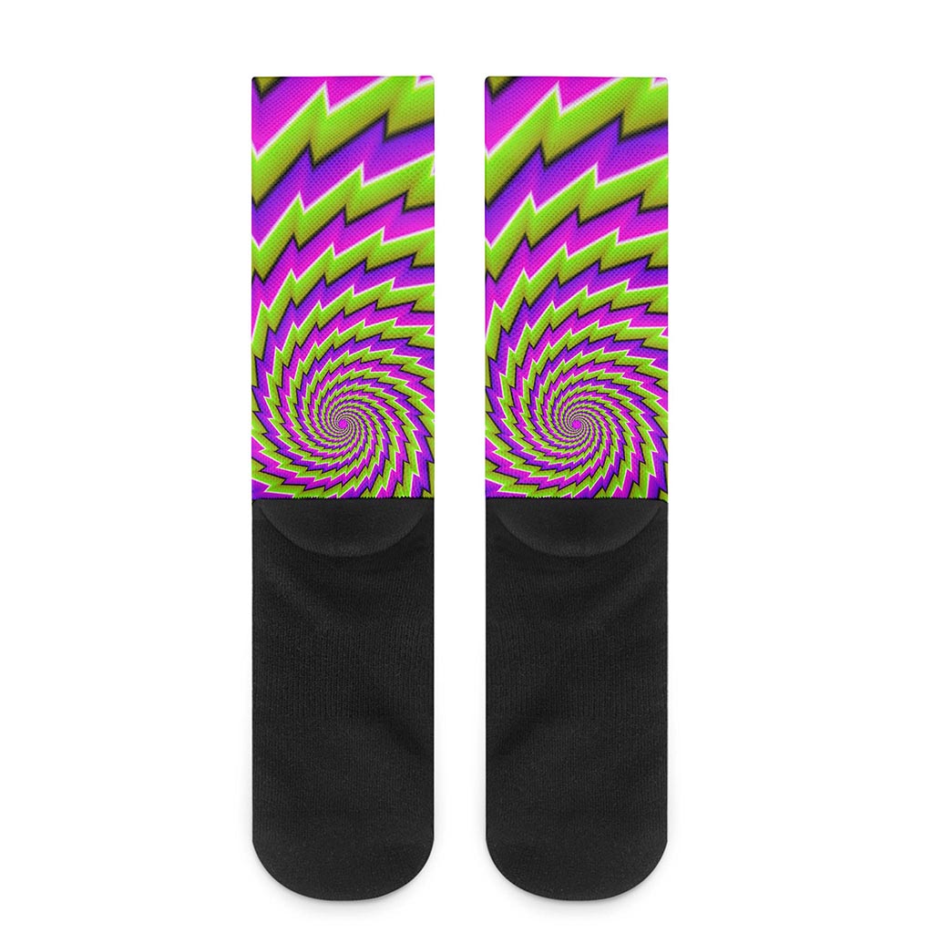 Green Twisted Moving Optical Illusion Crew Socks