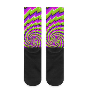 Green Twisted Moving Optical Illusion Crew Socks