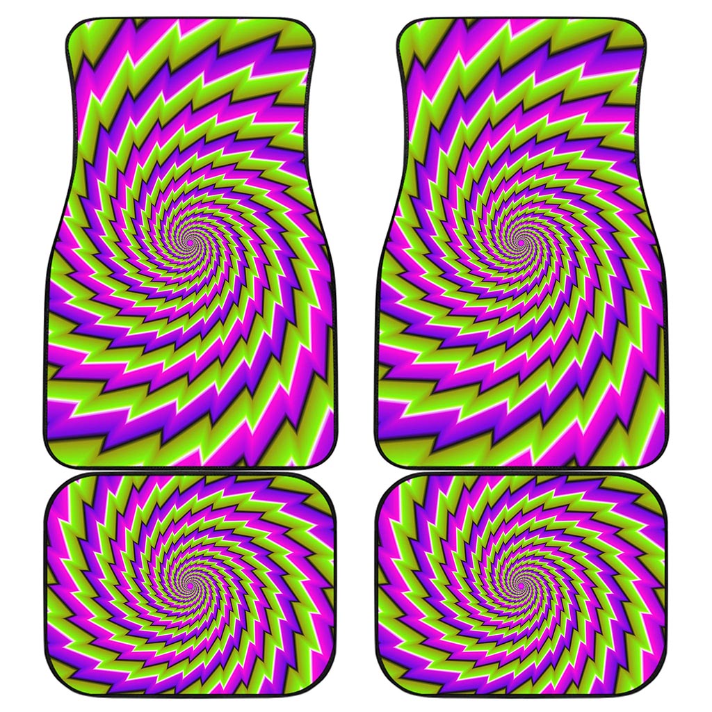 Green Twisted Moving Optical Illusion Front and Back Car Floor Mats