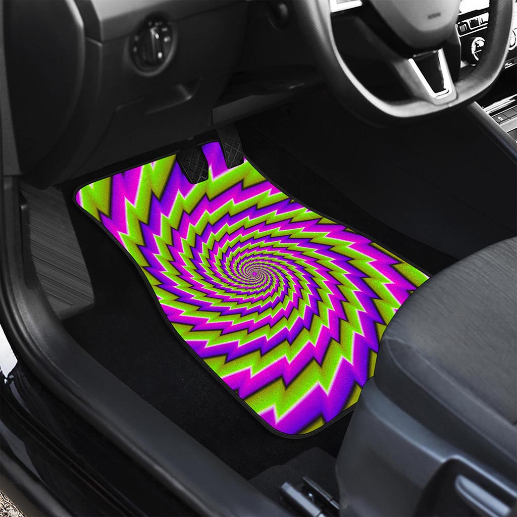 Green Twisted Moving Optical Illusion Front and Back Car Floor Mats