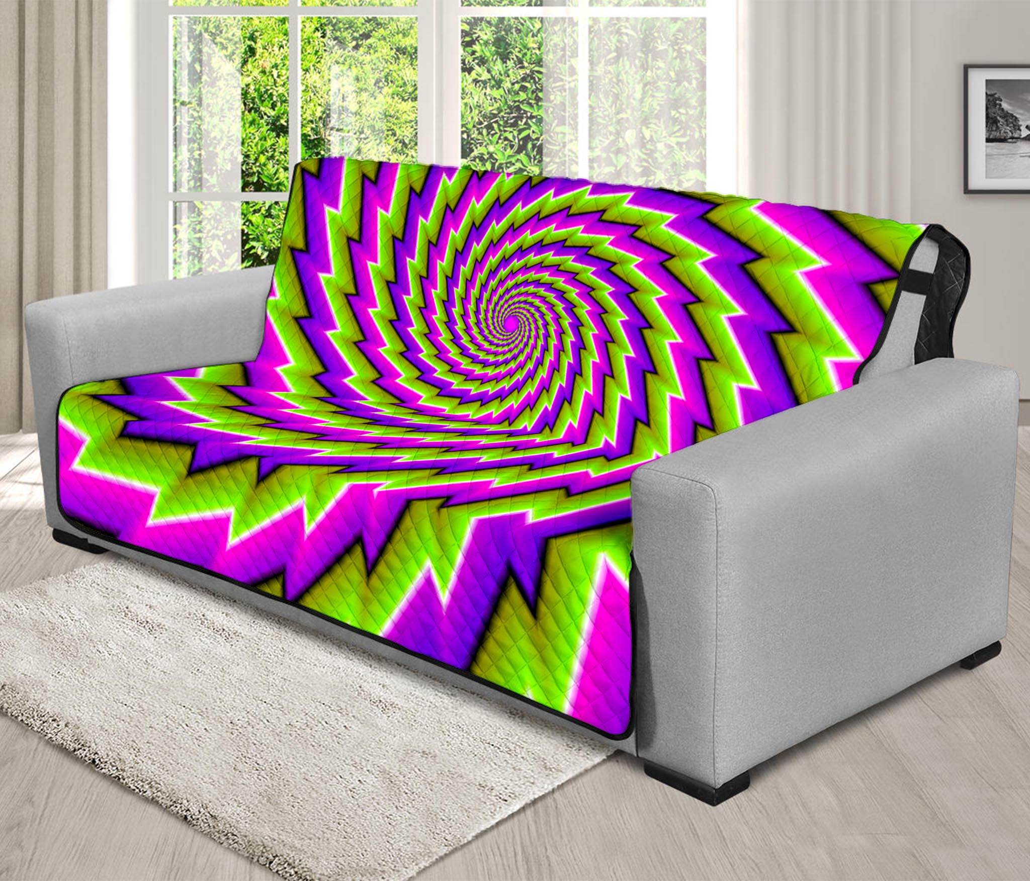 Green Twisted Moving Optical Illusion Futon Protector