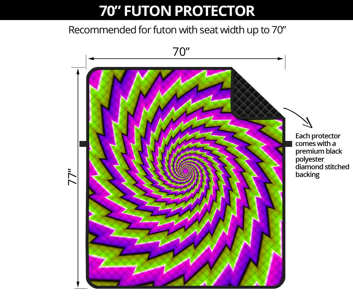 Green Twisted Moving Optical Illusion Futon Protector