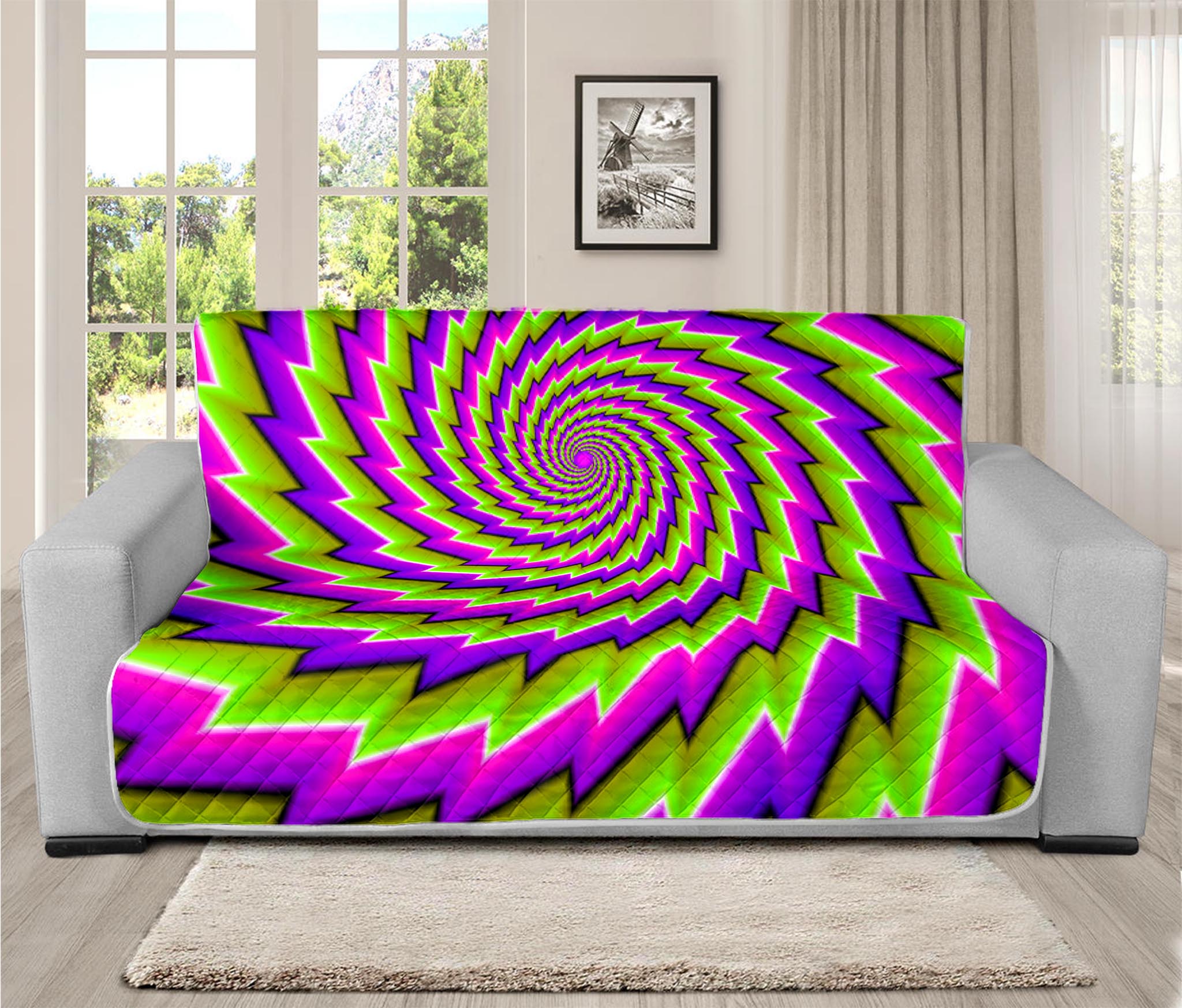 Green Twisted Moving Optical Illusion Futon Protector