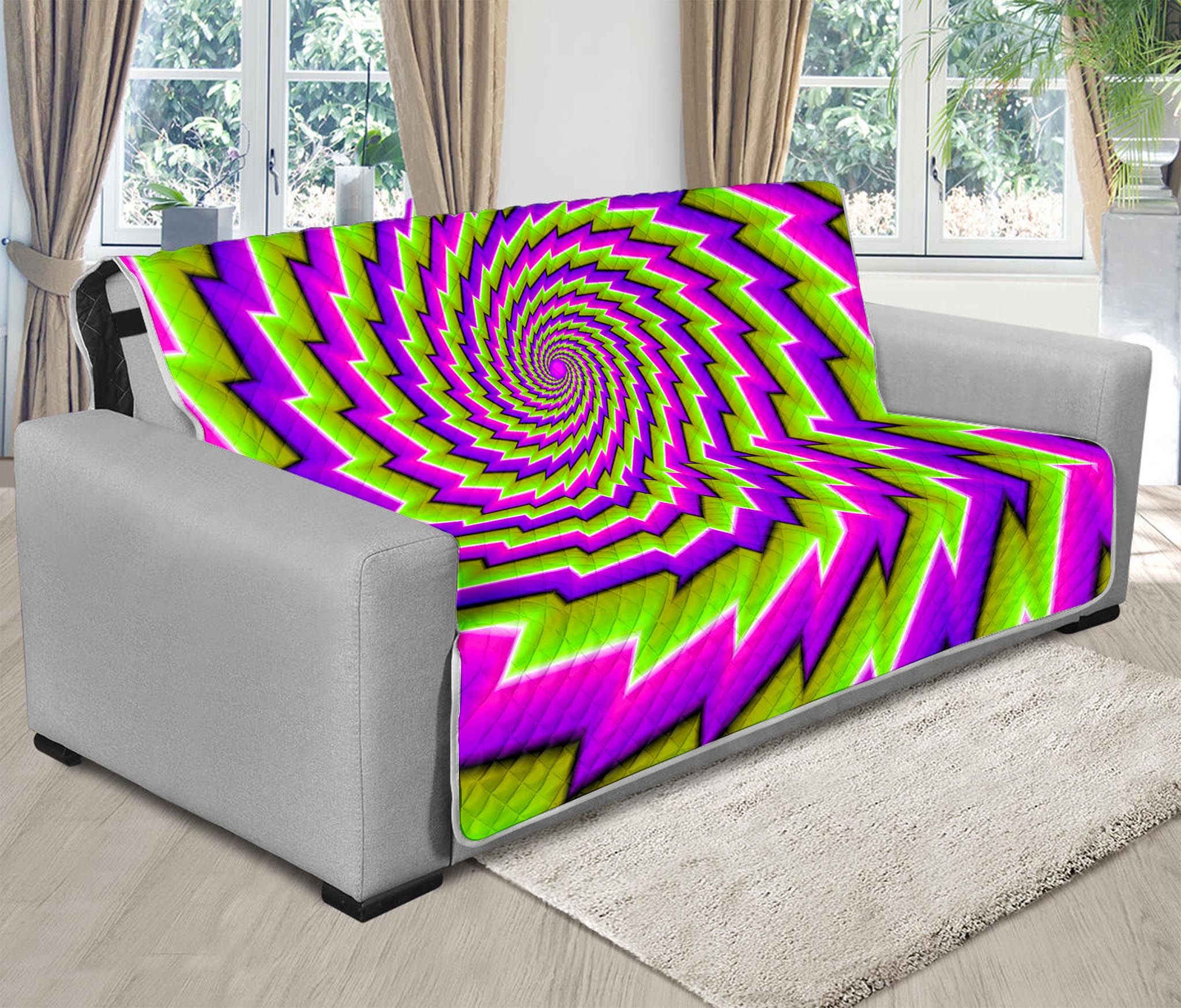 Green Twisted Moving Optical Illusion Futon Protector