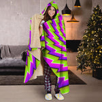 Green Twisted Moving Optical Illusion Hooded Blanket
