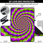 Green Twisted Moving Optical Illusion Loveseat Protector