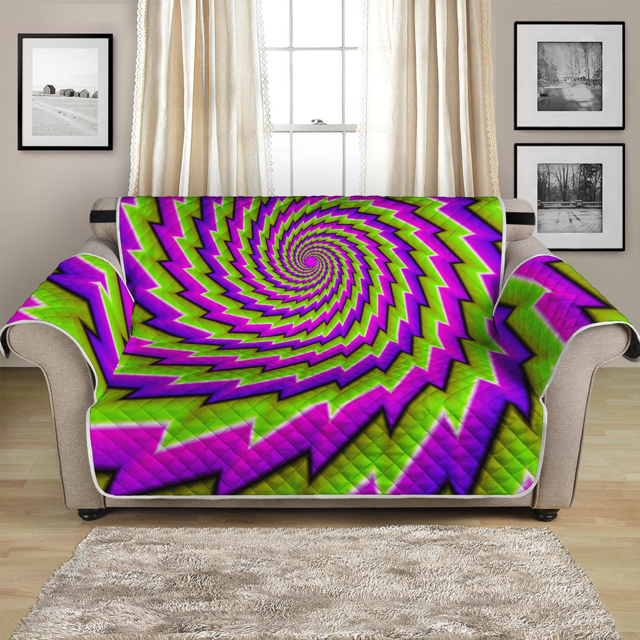 Green Twisted Moving Optical Illusion Loveseat Protector