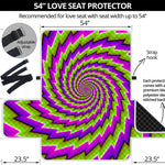 Green Twisted Moving Optical Illusion Loveseat Protector