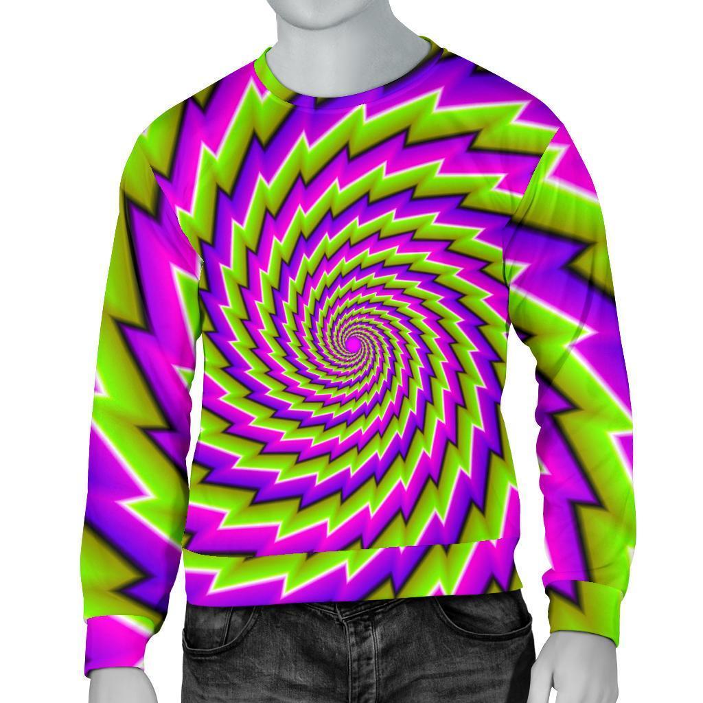 Green Twisted Moving Optical Illusion Men's Crewneck Sweatshirt GearFrost