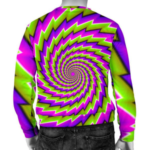 Green Twisted Moving Optical Illusion Men's Crewneck Sweatshirt GearFrost