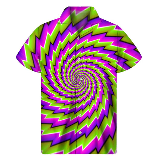 Green Twisted Moving Optical Illusion Men's Short Sleeve Shirt