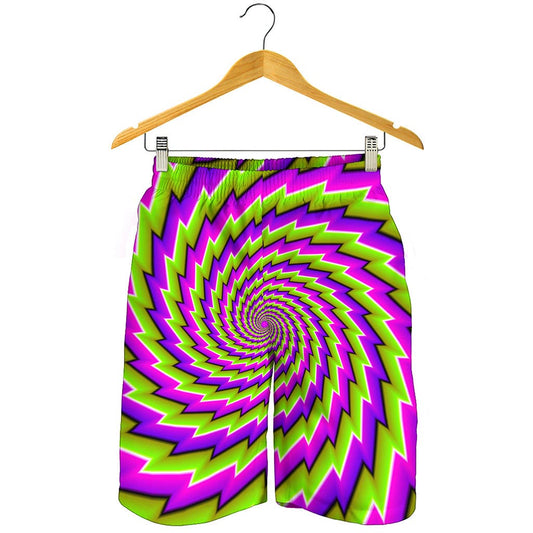 Green Twisted Moving Optical Illusion Men's Shorts