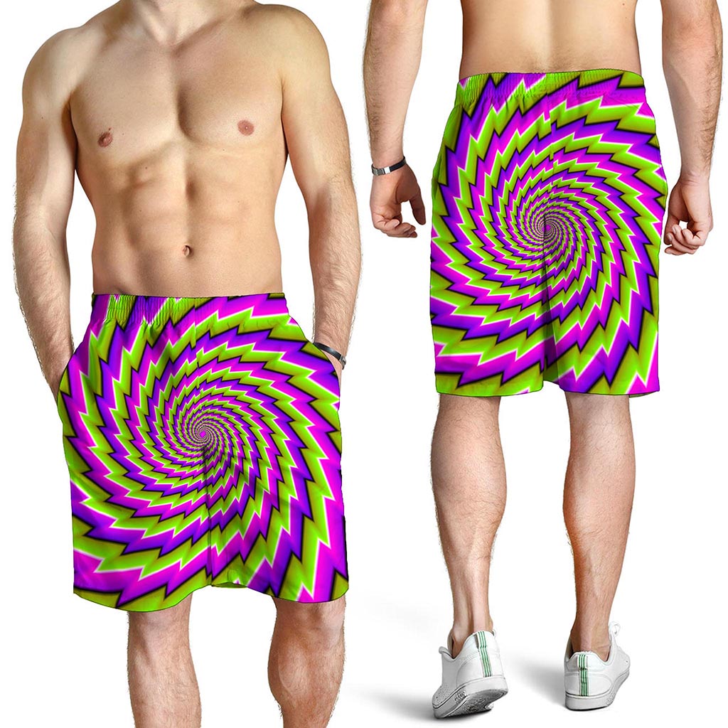 Green Twisted Moving Optical Illusion Men's Shorts