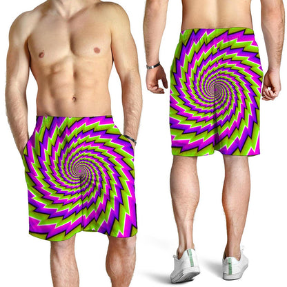 Green Twisted Moving Optical Illusion Men's Shorts
