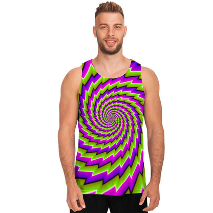 Green Twisted Moving Optical Illusion Men's Tank Top
