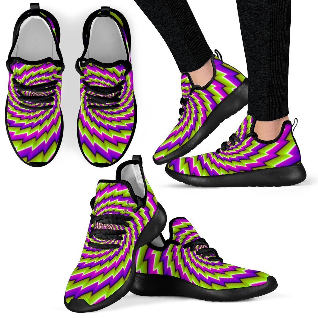 Green Twisted Moving Optical Illusion Mesh Knit Shoes GearFrost