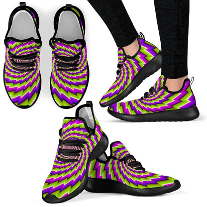 Green Twisted Moving Optical Illusion Mesh Knit Shoes GearFrost
