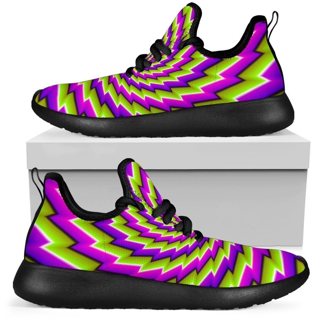Green Twisted Moving Optical Illusion Mesh Knit Shoes GearFrost