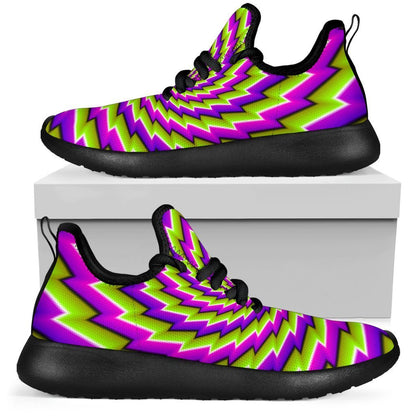 Green Twisted Moving Optical Illusion Mesh Knit Shoes GearFrost