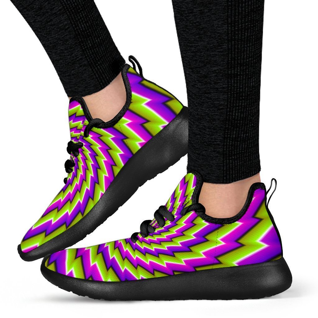 Green Twisted Moving Optical Illusion Mesh Knit Shoes GearFrost