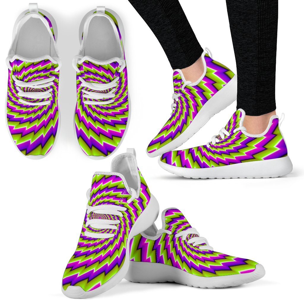 Green Twisted Moving Optical Illusion Mesh Knit Shoes GearFrost