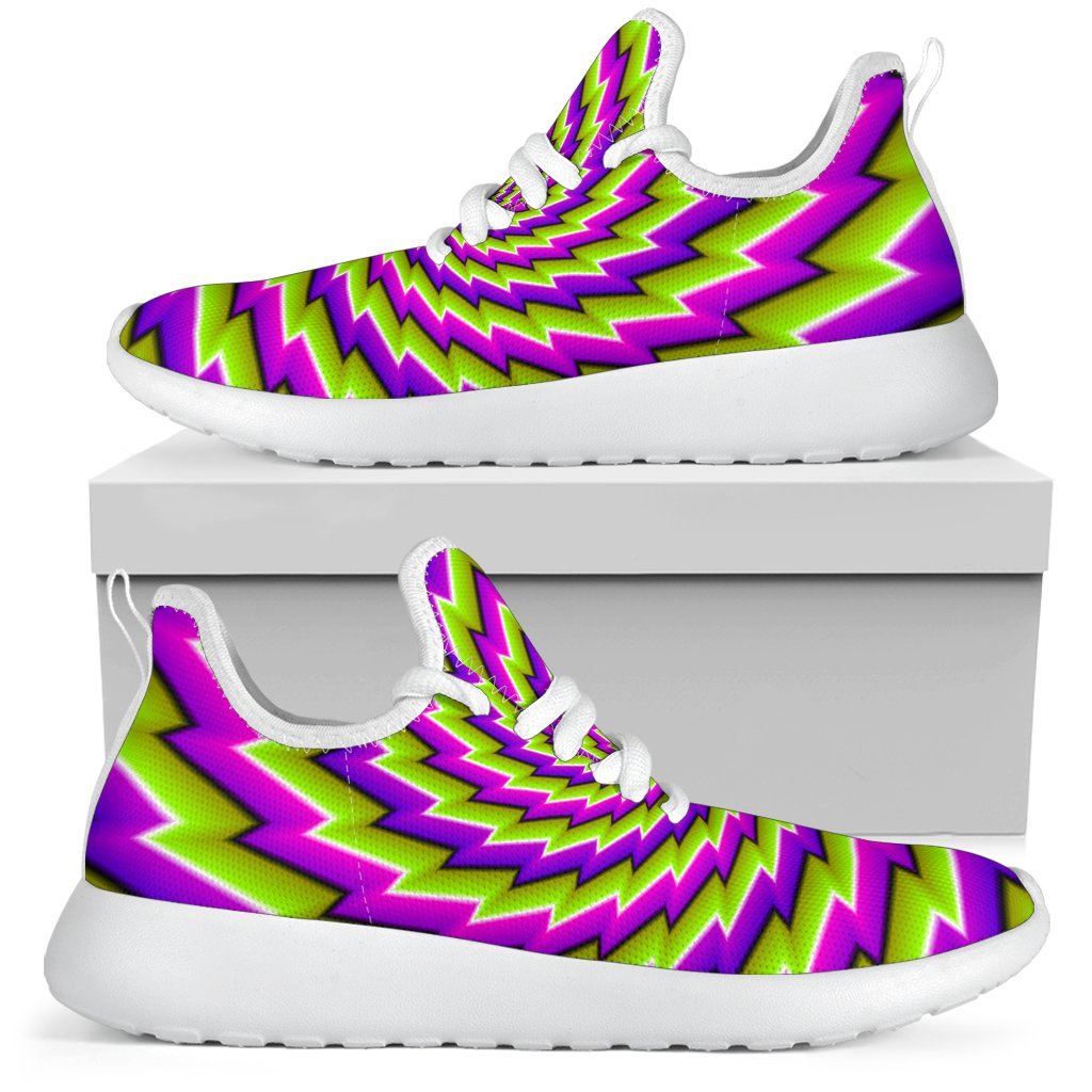 Green Twisted Moving Optical Illusion Mesh Knit Shoes GearFrost