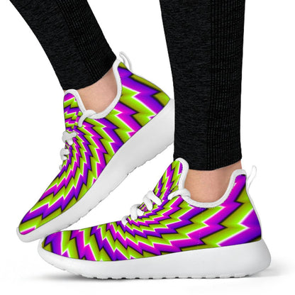 Green Twisted Moving Optical Illusion Mesh Knit Shoes GearFrost
