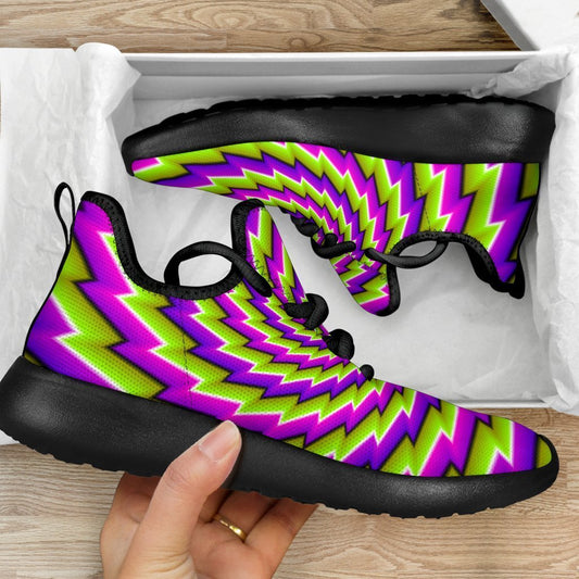 Green Twisted Moving Optical Illusion Mesh Knit Shoes GearFrost