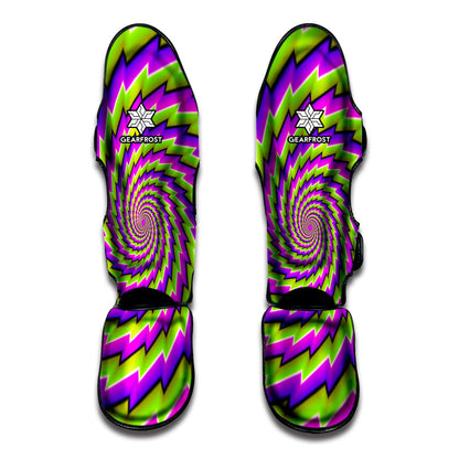 Green Twisted Moving Optical Illusion Muay Thai Shin Guard