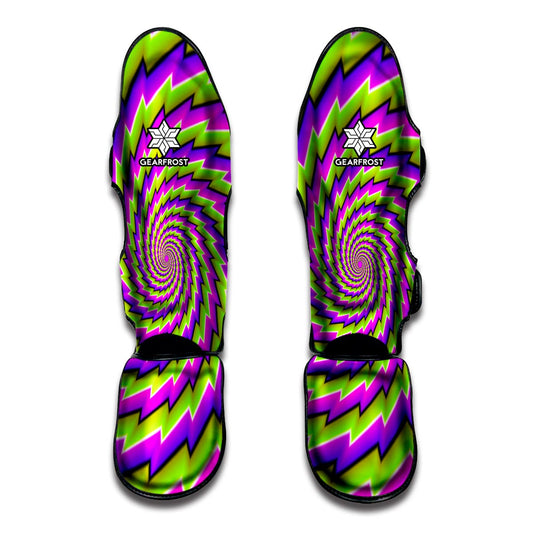 Green Twisted Moving Optical Illusion Muay Thai Shin Guard