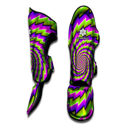 Green Twisted Moving Optical Illusion Muay Thai Shin Guard