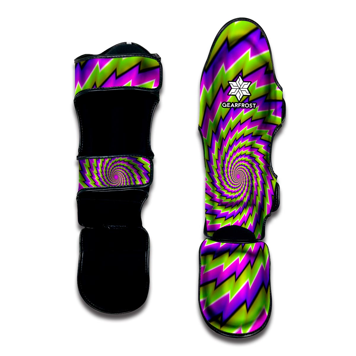 Green Twisted Moving Optical Illusion Muay Thai Shin Guard