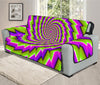 Green Twisted Moving Optical Illusion Oversized Sofa Protector