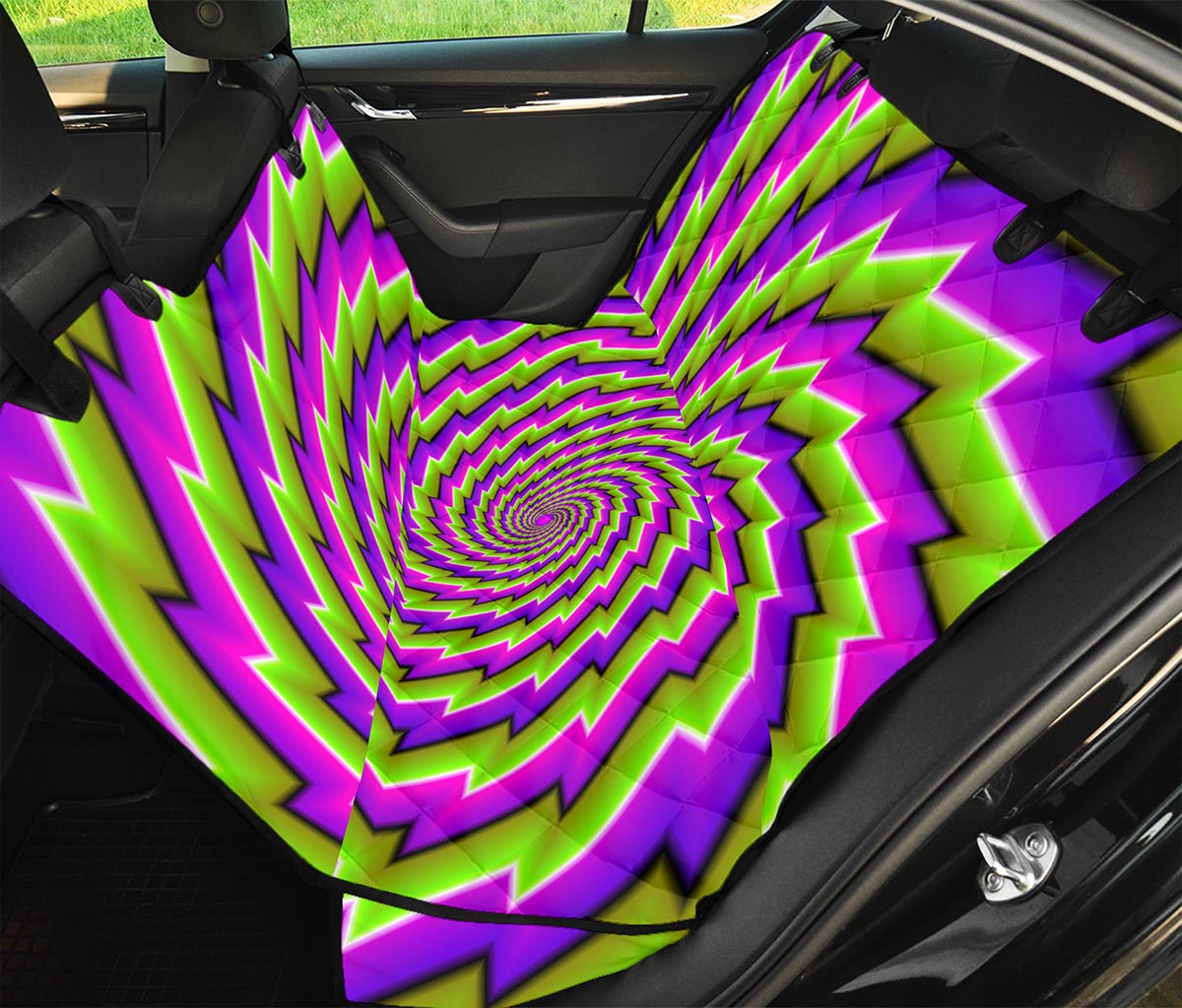 Green Twisted Moving Optical Illusion Pet Car Back Seat Cover