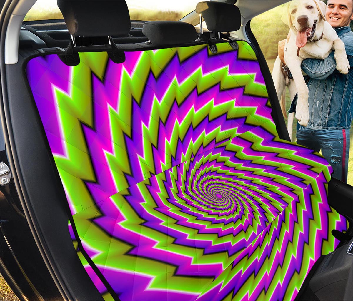 Green Twisted Moving Optical Illusion Pet Car Back Seat Cover