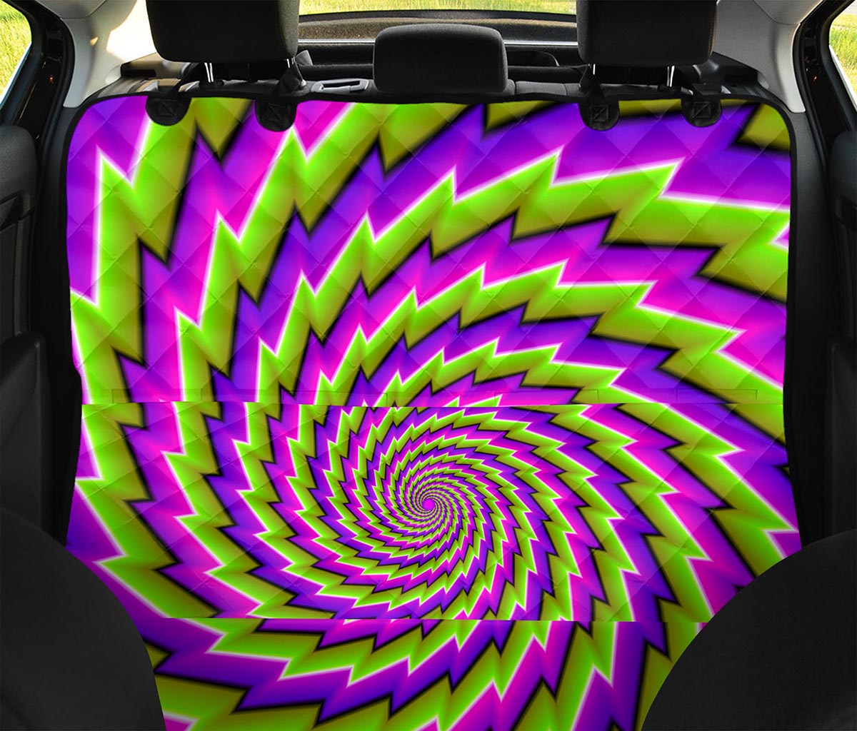 Green Twisted Moving Optical Illusion Pet Car Back Seat Cover