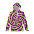 Green Twisted Moving Optical Illusion Pullover Hoodie
